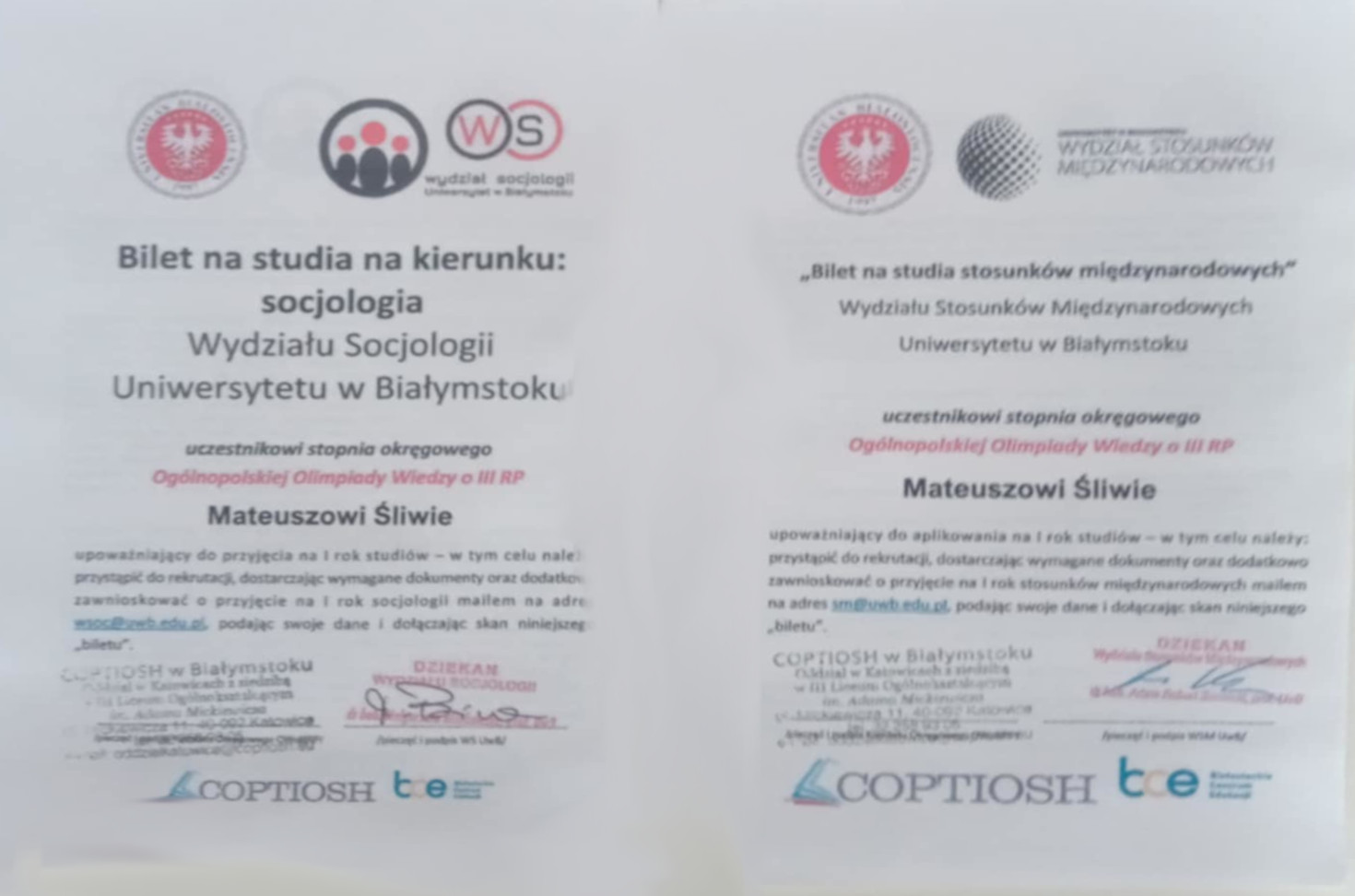 Etap Okręgowy Olimpiady Wiedzy o III RP